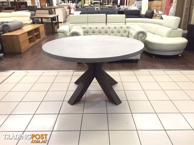 ROUND CONCRETE TOP DINING TABLE W/ACACIA TIMBER LEGS