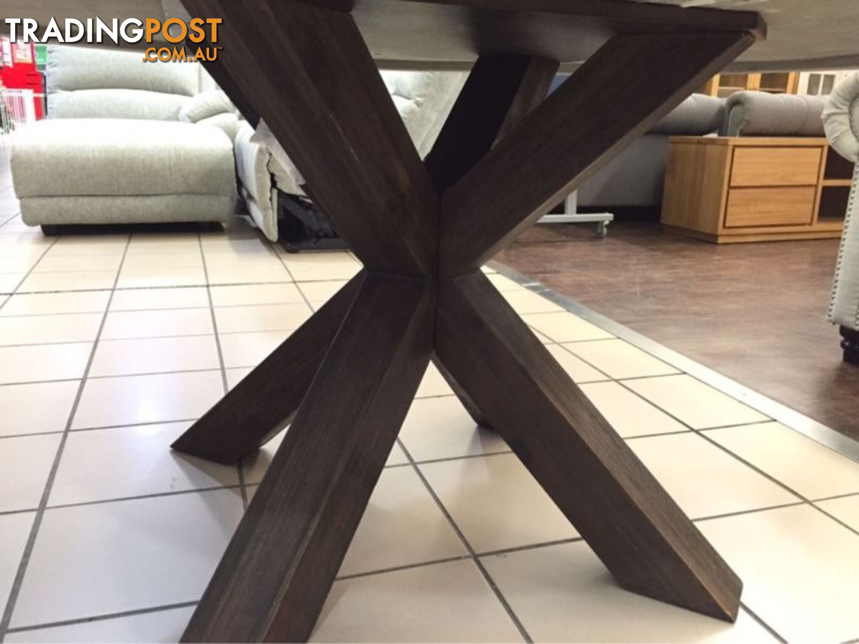 ROUND CONCRETE TOP DINING TABLE W/ACACIA TIMBER LEGS