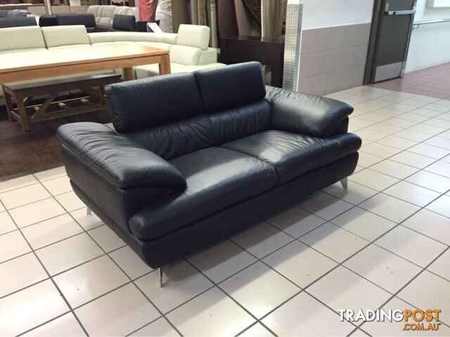 CLEARANCE 100% LEATHER - 2 SEATER W/ADJUSTABLE HEADRESTS (BLACK)