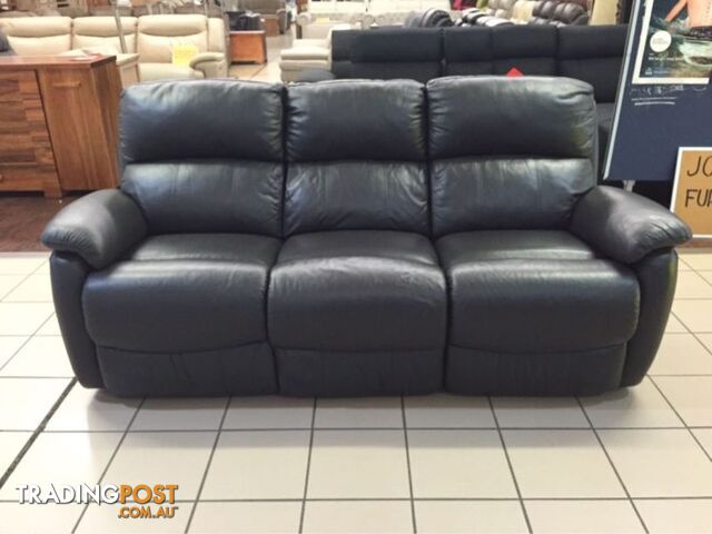 100% LEATHER 3 SEATER ELECTRIC RECLINER GUNMETAL GREY