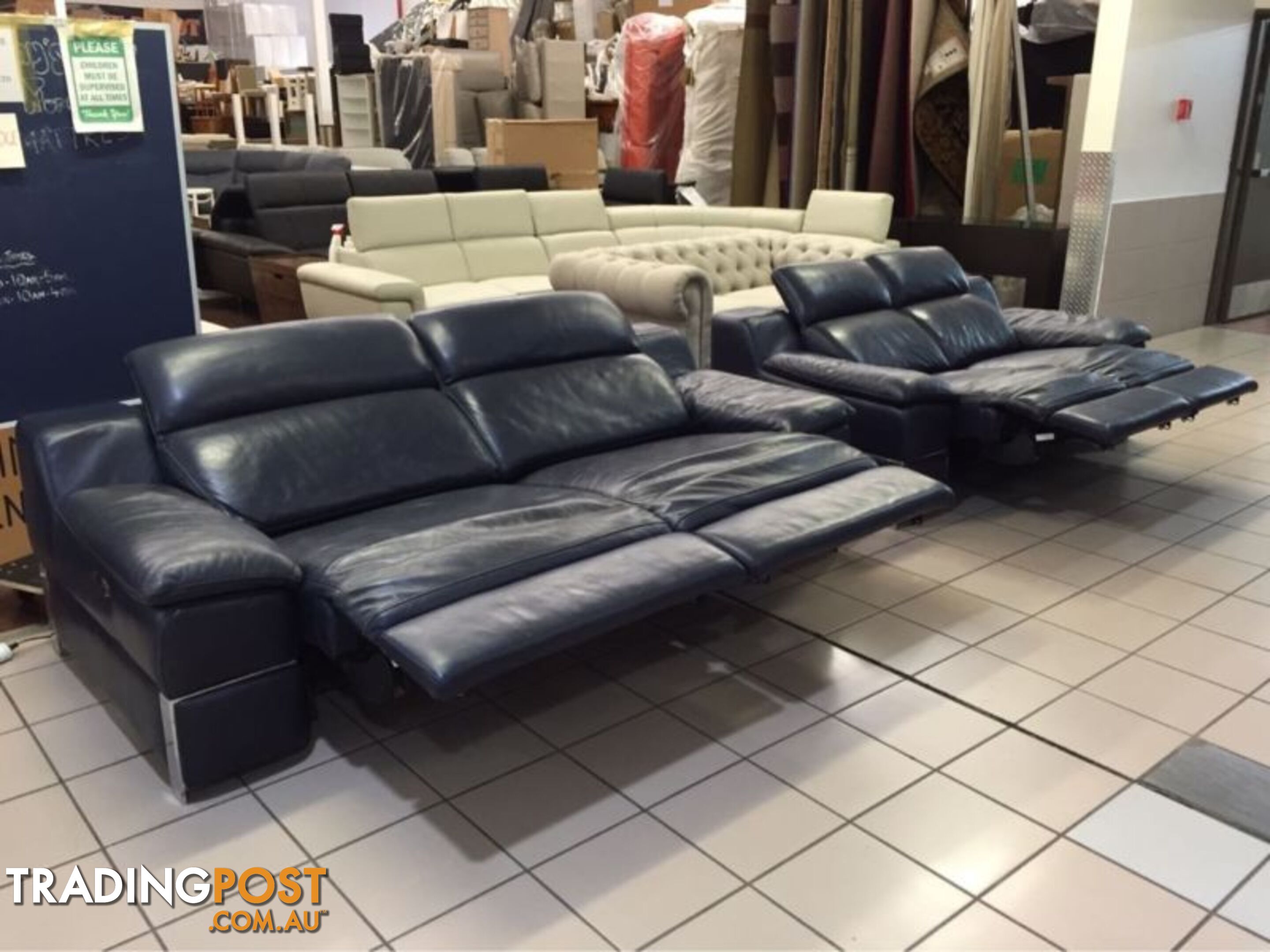 CLEARANCE 100% LEATHER 2.5 + 2 SEATER ELECTRIC RECLINER