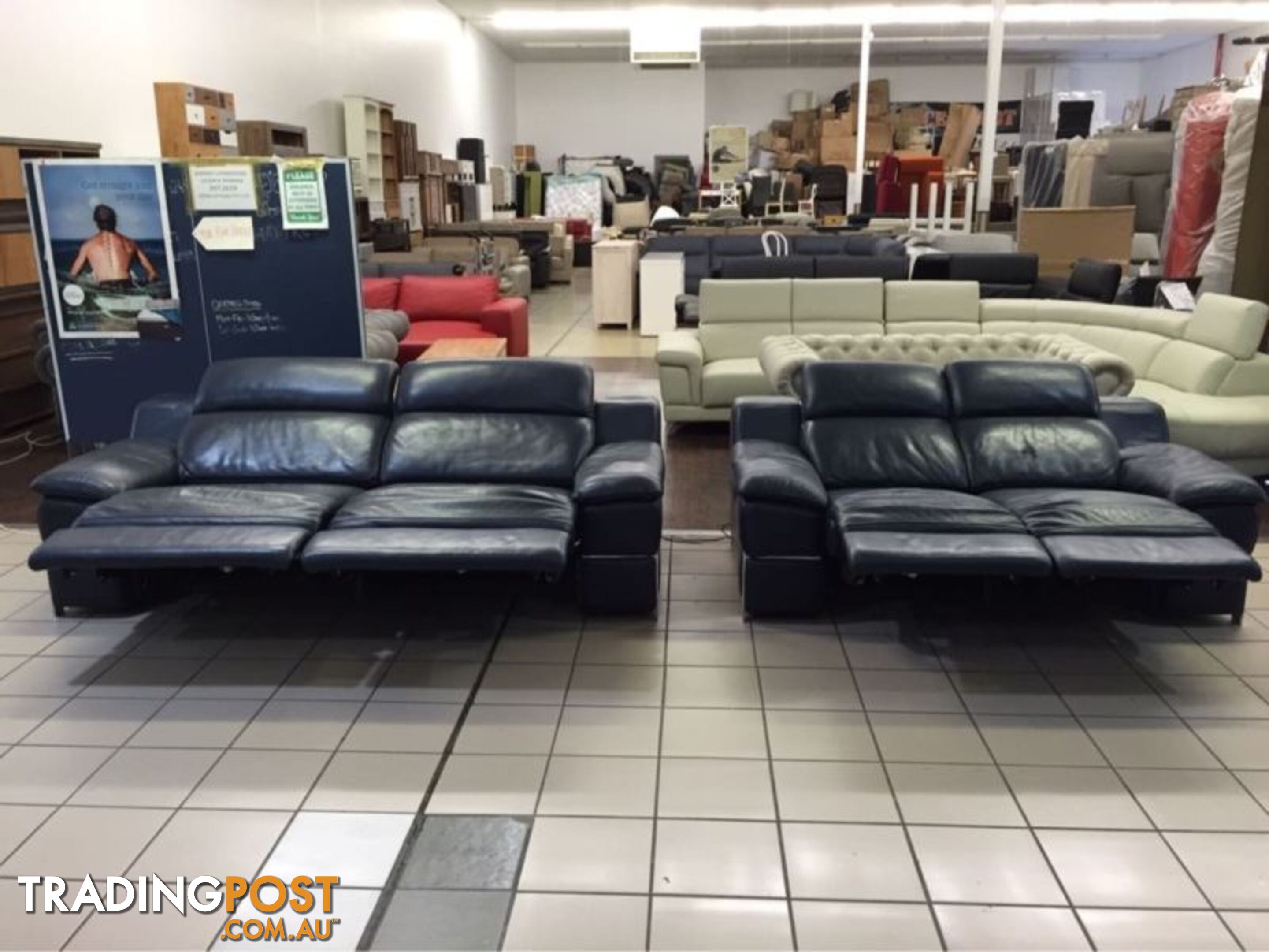 CLEARANCE 100% LEATHER 2.5 + 2 SEATER ELECTRIC RECLINER