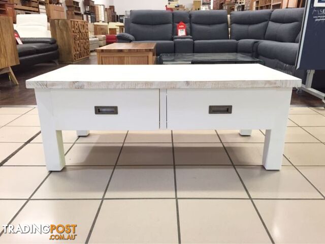 CLEARANCE PALMER COFFEE TABLE RUSTIC WHITE