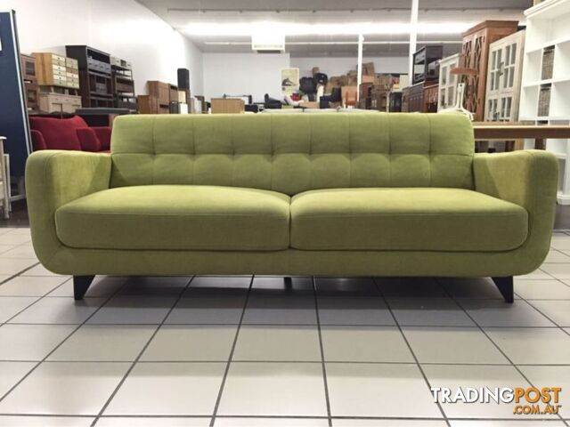 CLEARANCE 3 SEATER FABRIC SOFA (GREEN)