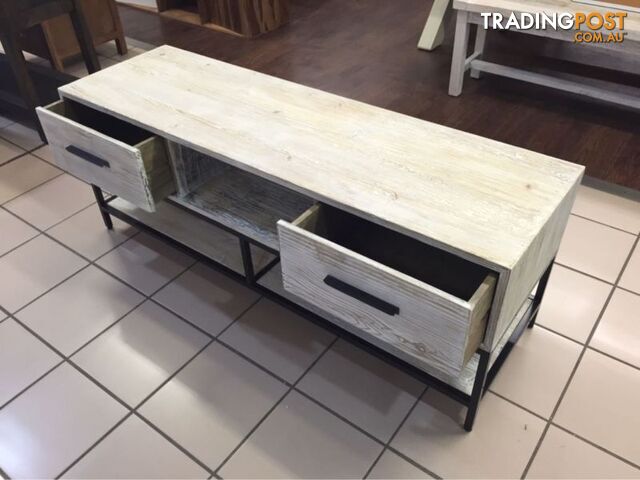 BRAND NEW - 2 DRAWER TV CABINET OLD ELM (WHITE)