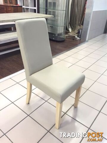 100% LEATHER - HARLEY DINING CHAIR PEBBLE