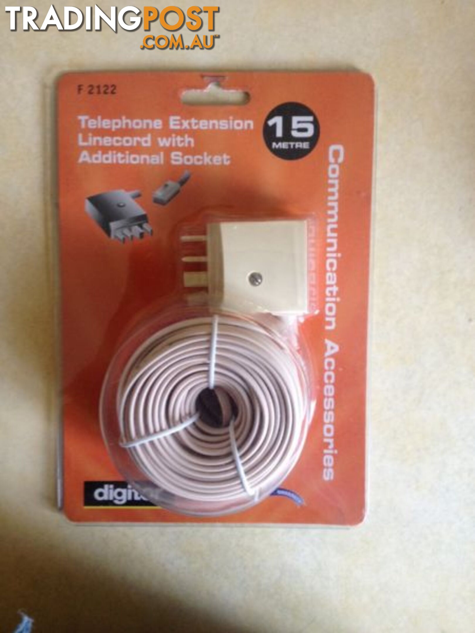 Telephone extension line cord with additional socket