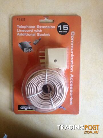 Telephone extension line cord with additional socket