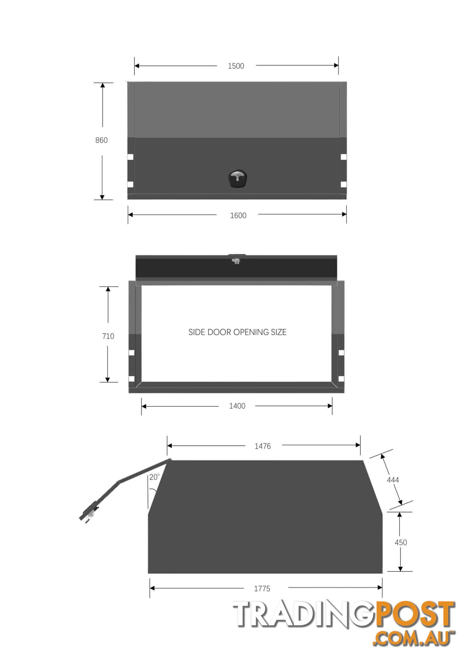 T3/X1 1600MM F/P PART TRAY COMBO BLACK