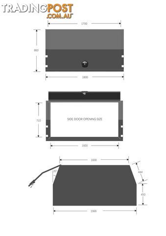 X1-WIDE 1800 F/P 2 DOORS BLACK