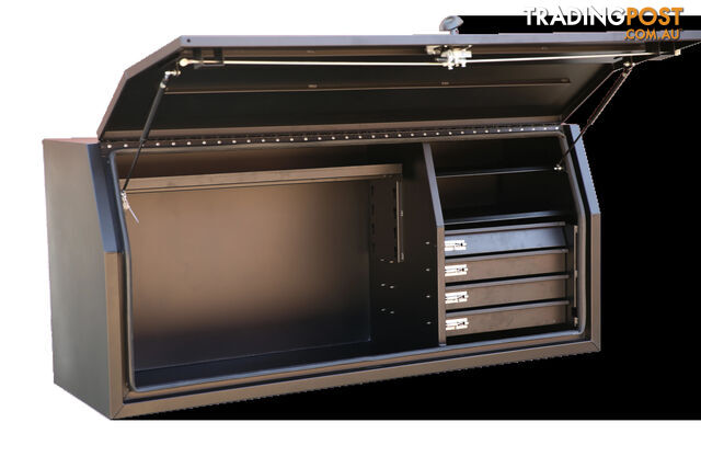 2400MM FULL OPENING TOOLBOX H86 FLAT PLATE WITH 4 DRAWERS â BLACK