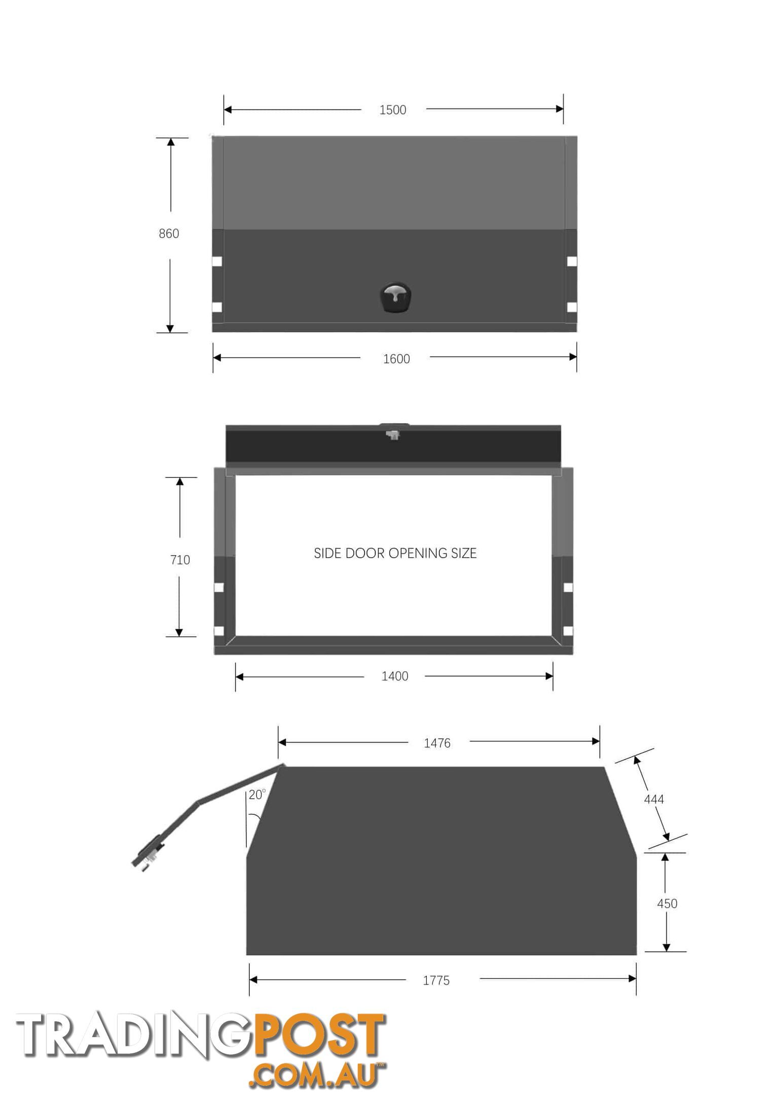 X1-WIDE 1800 F/P 2 DOORS JACK OFF BLACK