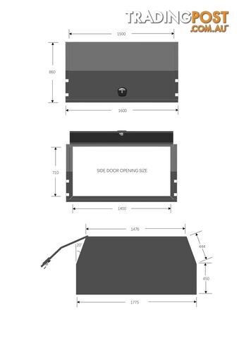 X1-WIDE 1800 F/P 2 DOORS JACK OFF BLACK