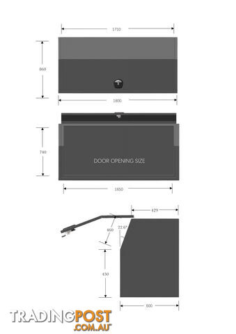 2100MM FULL OPENING TOOLBOX H86 FLAT PLATE WITH 4 DRAWERS â BLACK - photo 4 of 4