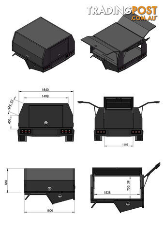 S1 1800MM SERVICE BODY FLAT ALLOY WITH 3 DOOR â RAW ALLOY