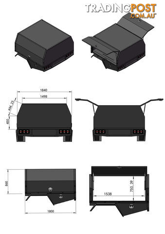 S1 1800MM SERVICE BODY FLAT ALLOY WITH 2 DOOR â BLACK