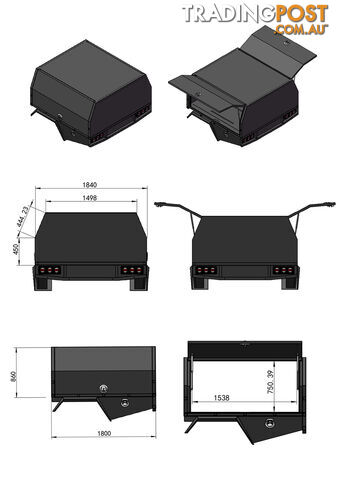 S1 1600MM SERVICE BODY FLAT ALLOY WITH 2 DOOR â BLACK