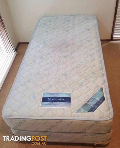 Sleepmaker Miracoil Single Mattress & Base on wheels