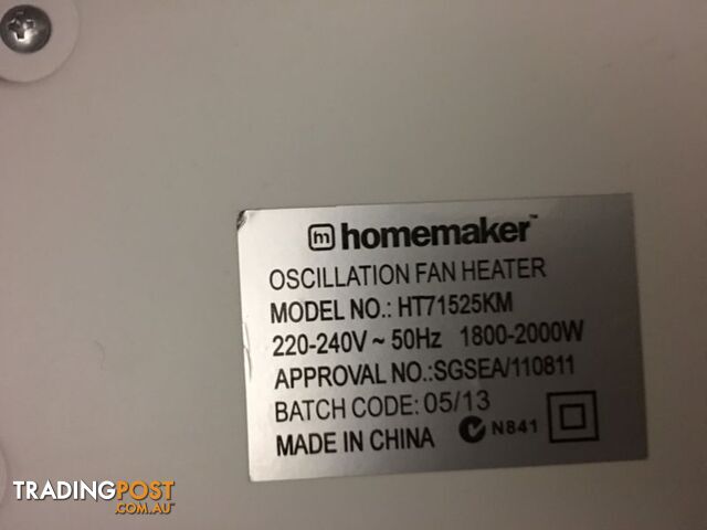 Homemaker Oscillation Fan Heater - photo 2 of 2