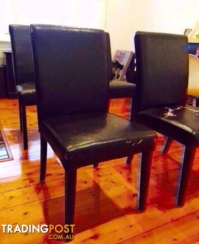 5 x brown leather chairs $10 each