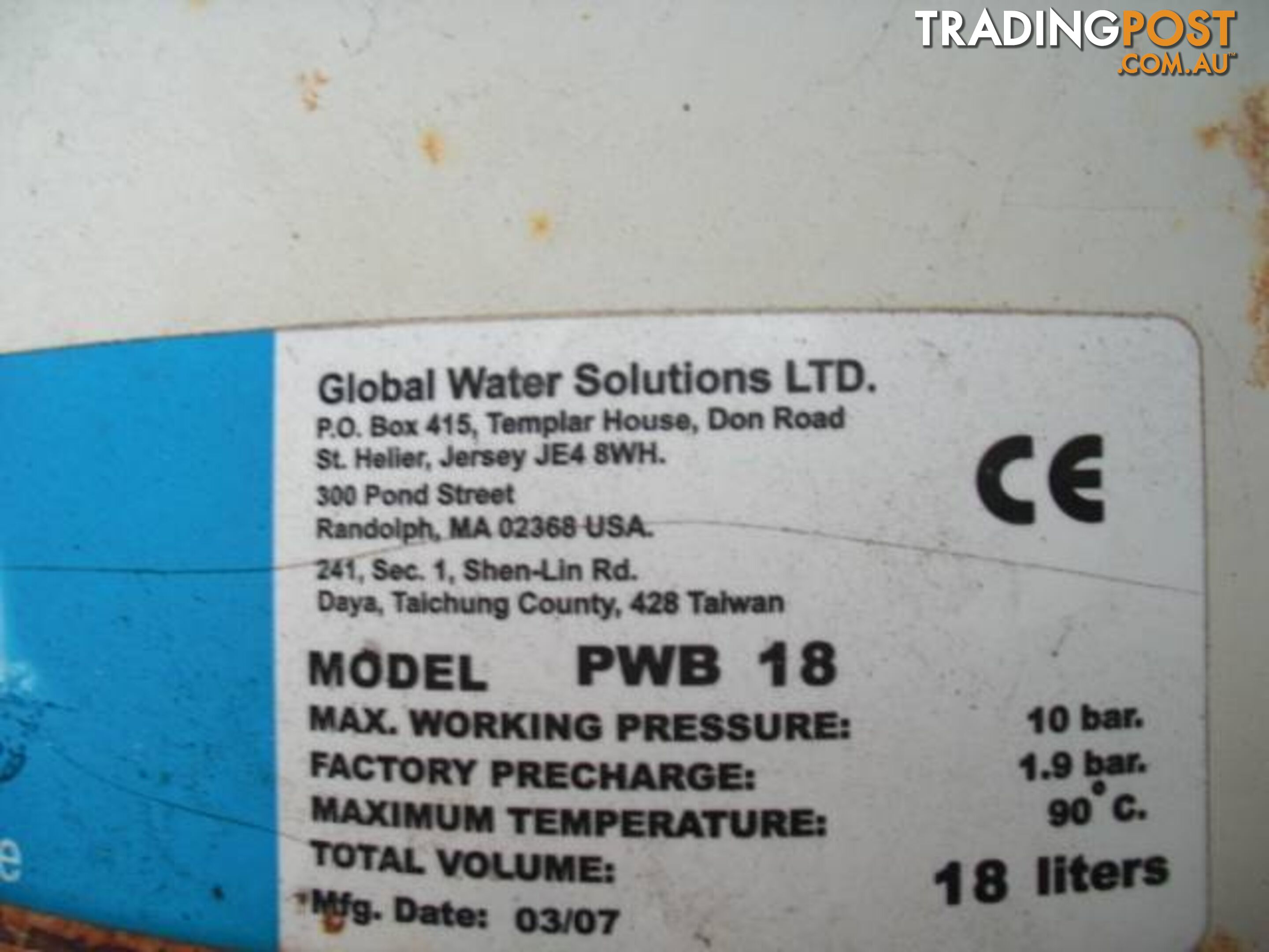 WATER PRESSURE PUMP TANK AND SOLINOID VALVE SWITCH & GUAGE