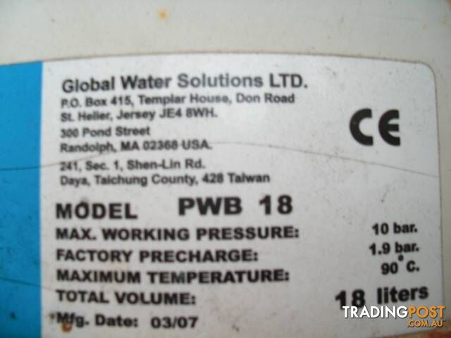 WATER PRESSURE PUMP TANK AND SOLINOID VALVE SWITCH & GUAGE