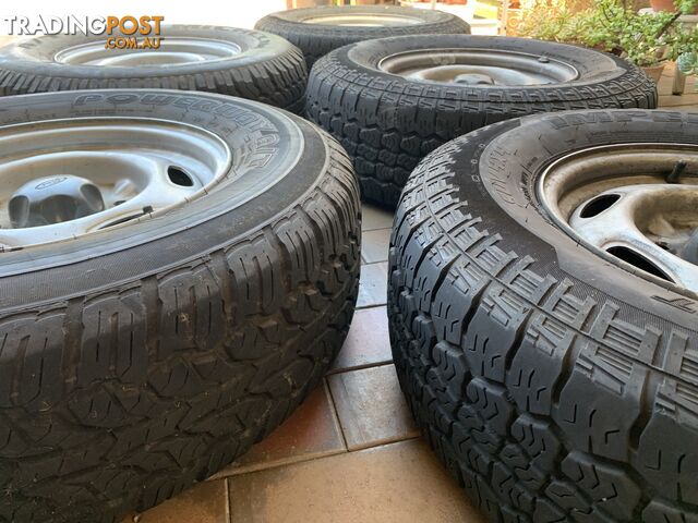 5 Ford Ranger Wheels - Steel Rims, Tyres and 4 Ford Centre Caps