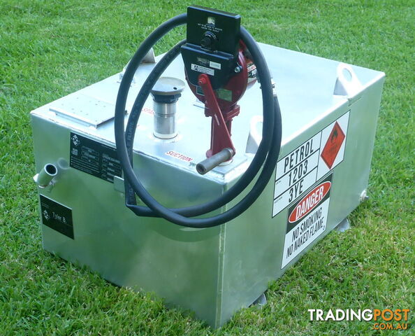 New 250L Unleaded Petrol Fuel Cell Tank, Rotary Hand Pump & Fuel Meter