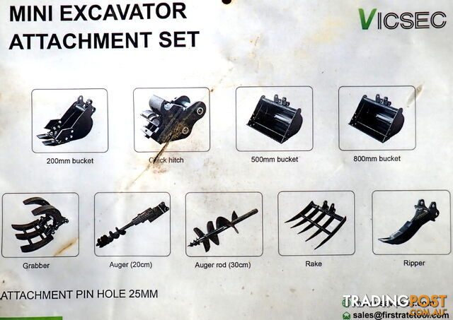 New 0.8-1.7 ton (25mm pin) Mini Excavator Attachments Kit