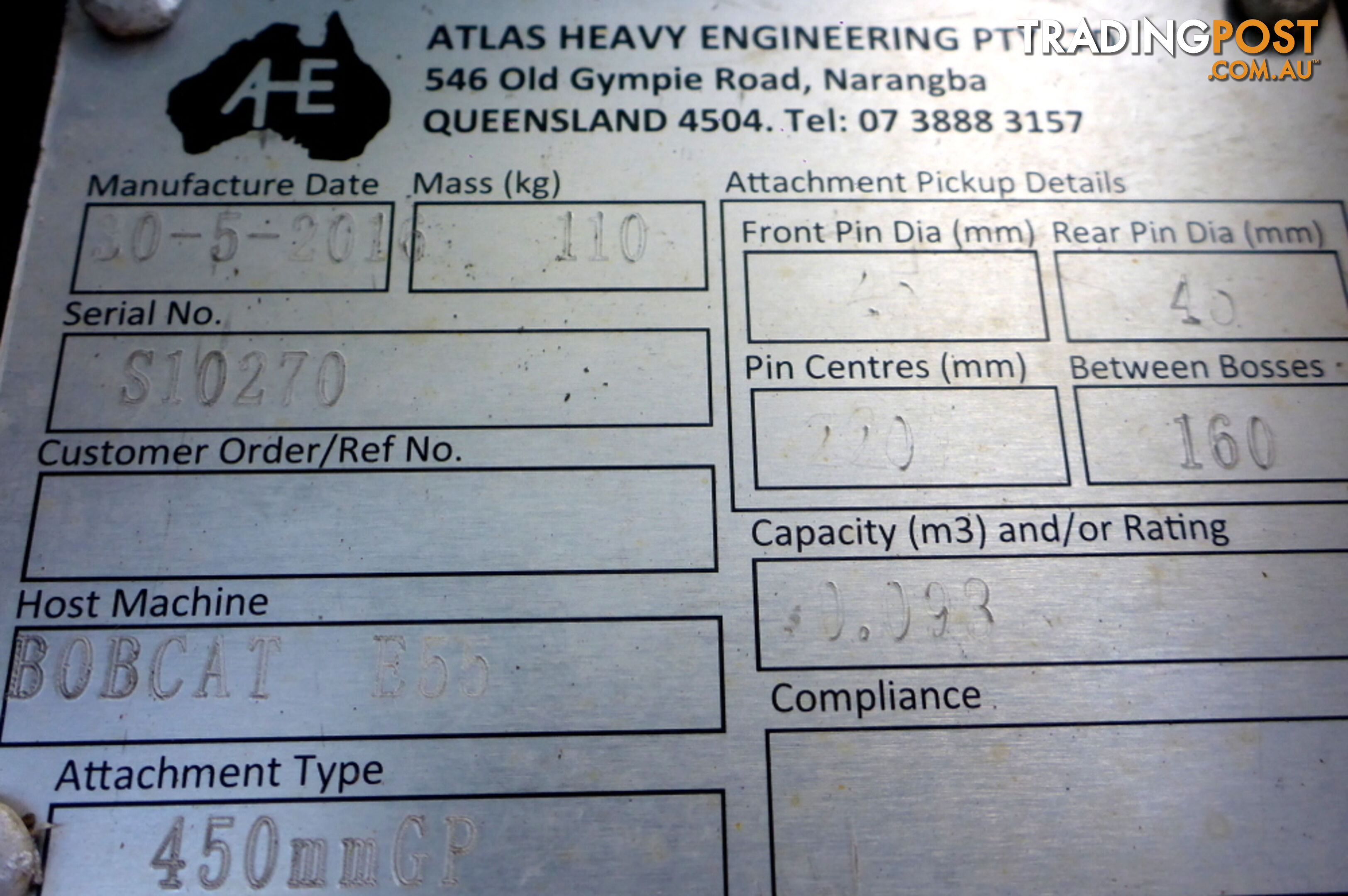 New 3-7 ton (45mm pin, 220mm CtoC) 450mm AHE Excavator Digging GP Bucket