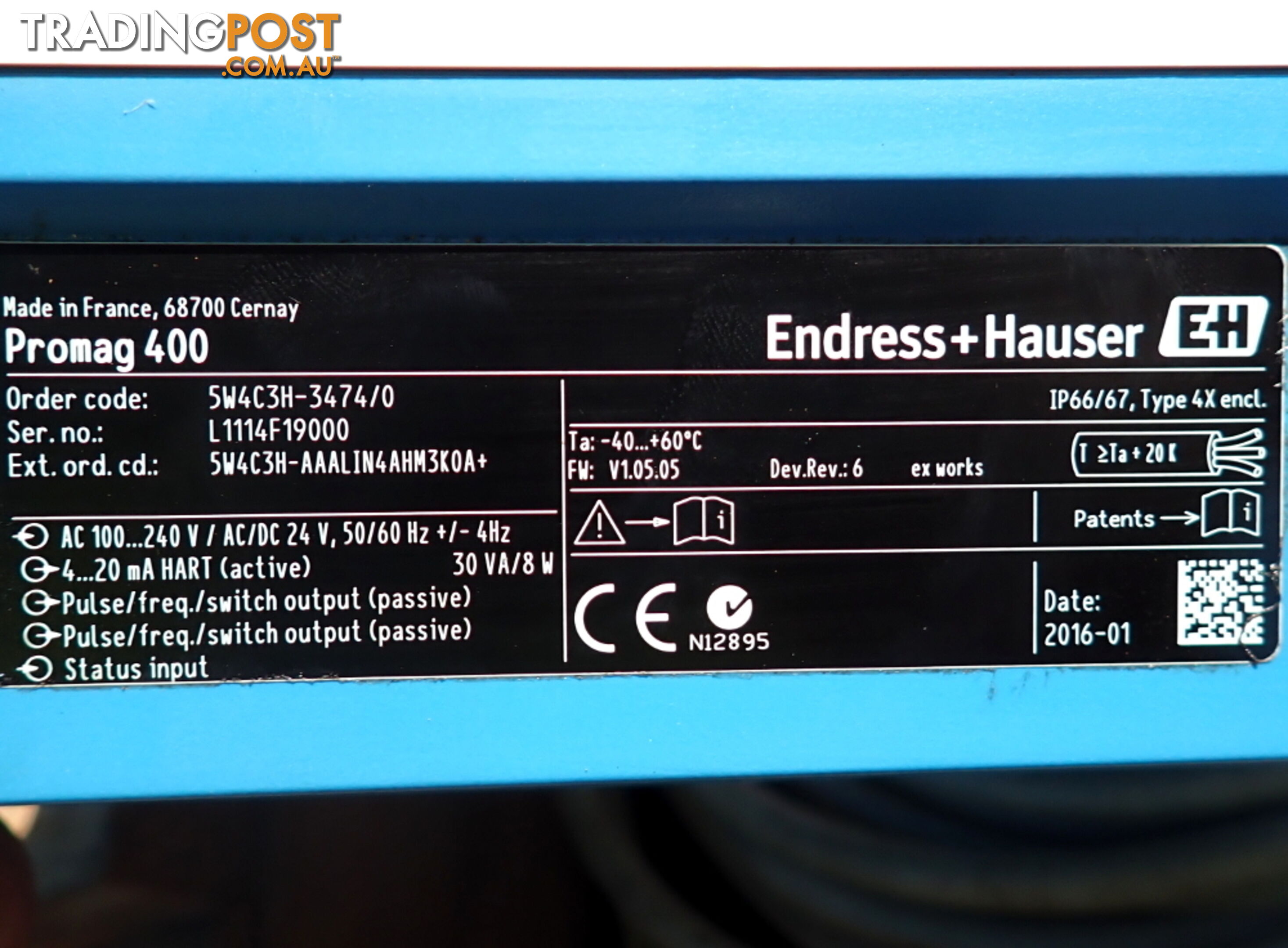 New Endress+Hauser DN300, Proline Promag W 400 Electromagnetic Flowmeter