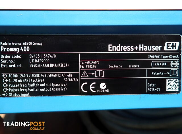 New Endress+Hauser DN300, Proline Promag W 400 Electromagnetic Flowmeter