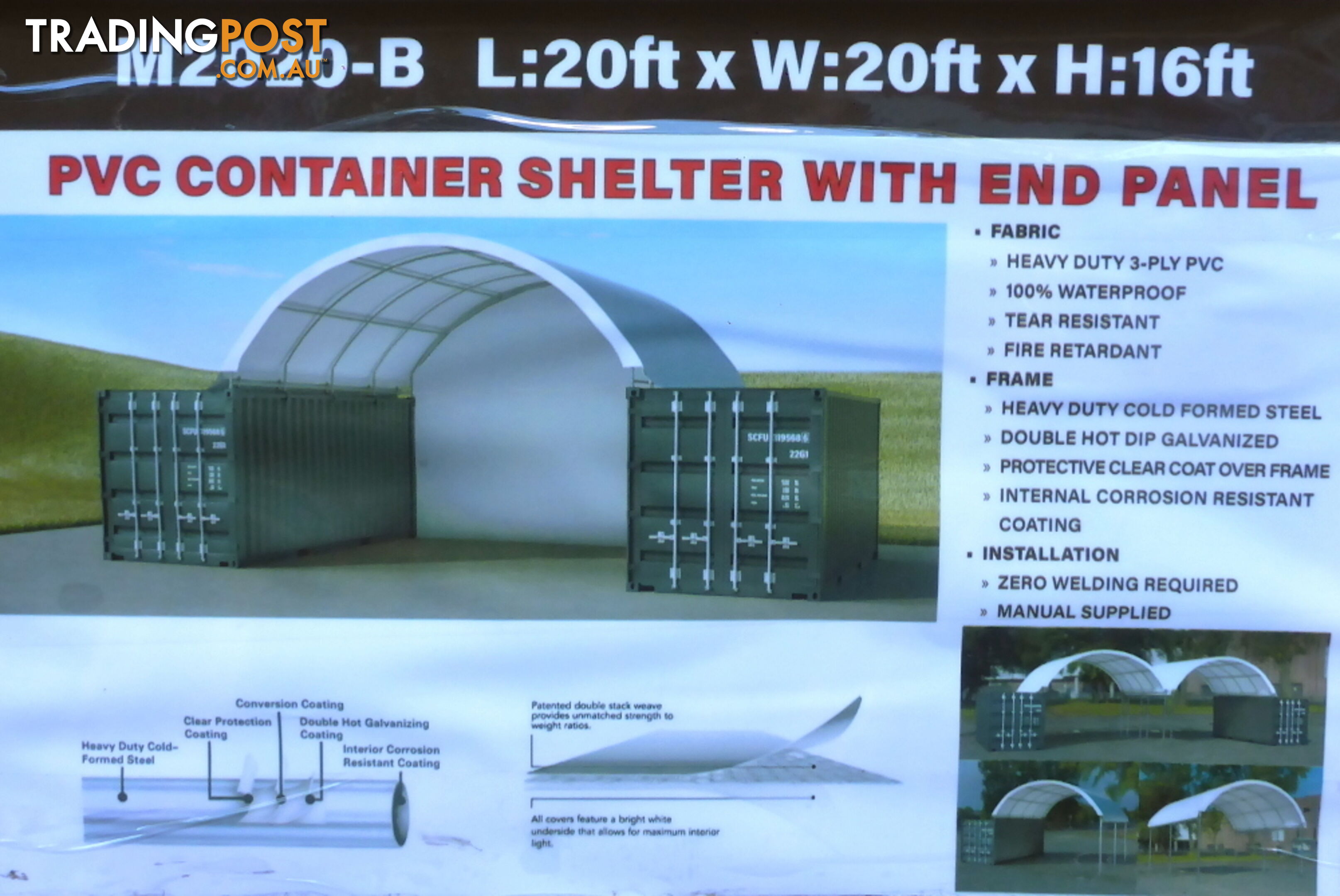 New 6m x 6m Container Shelter Workshop Igloo Dome with End Wall