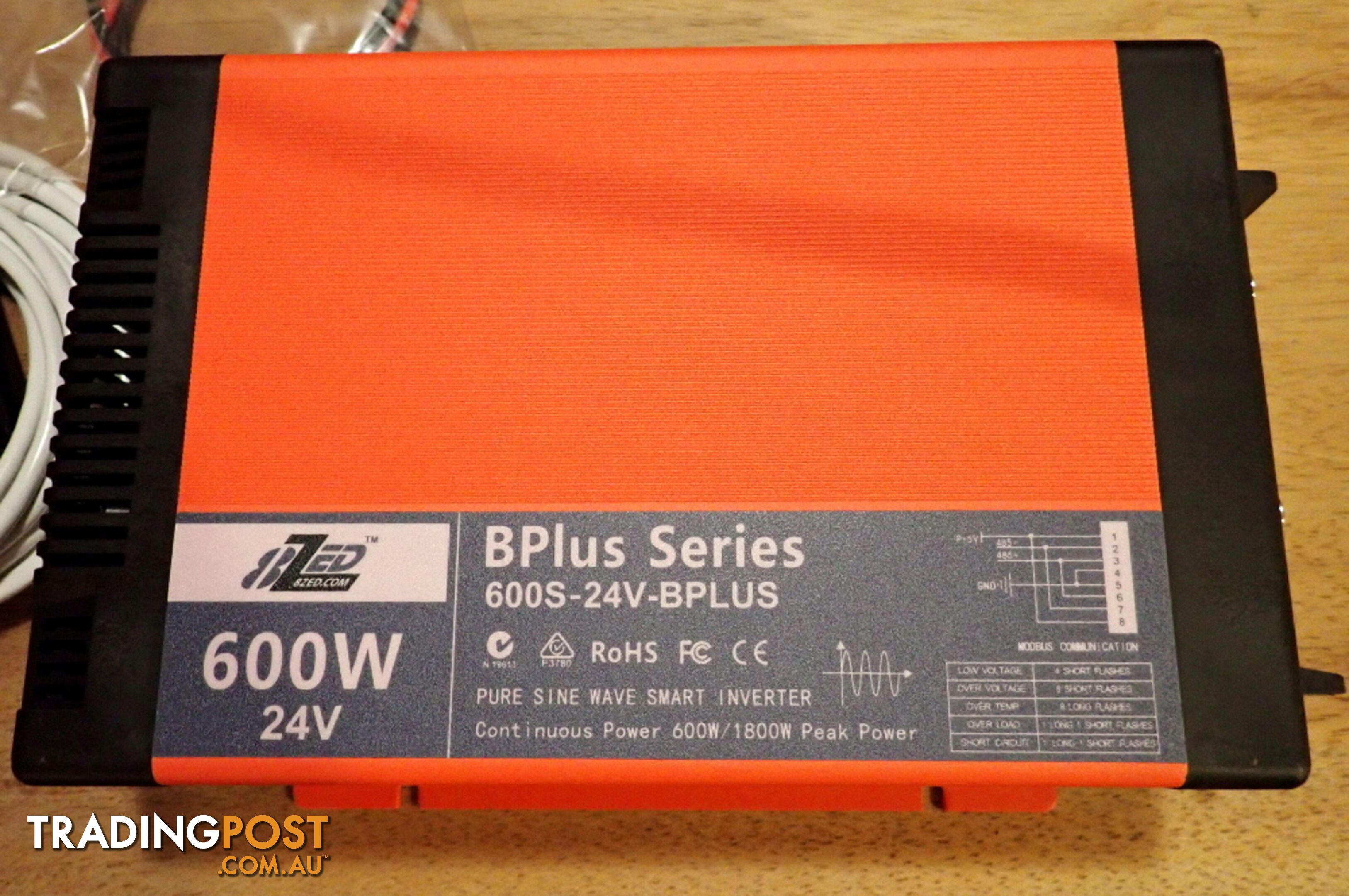 RRP $560. New 600w (1800w peak) 24Vdc-240Vac Pure Sine Wave Smart Power Inverter