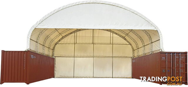 New 12m x 12m Double Trussed Container Shelter Workshop Igloo Dome with EndWalls