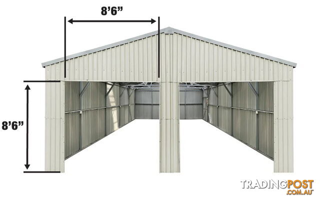 New 7.6m x 10.1m (77m2) All Steel Double Garage Carport Shed Mancave