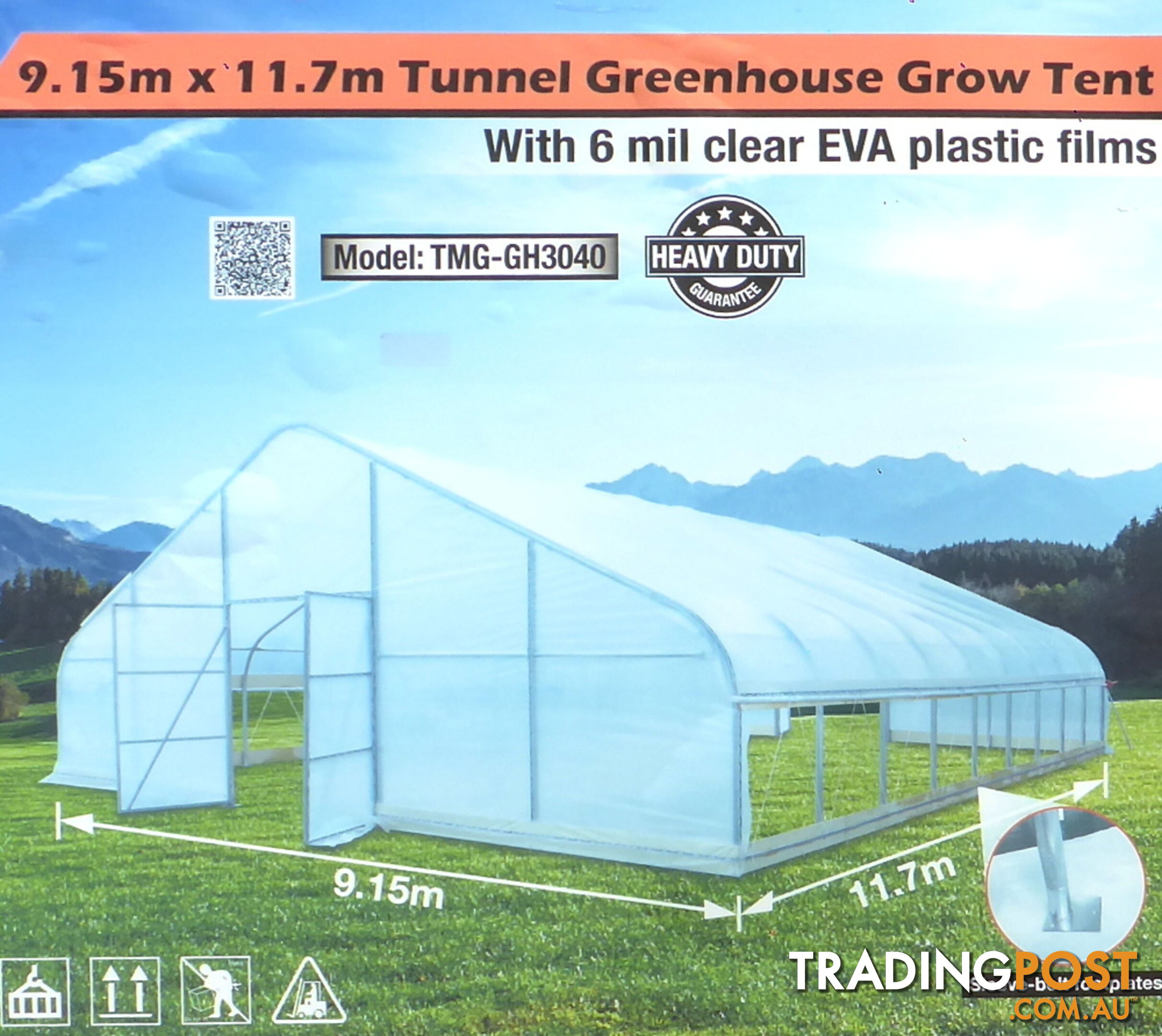 Huge 9.15m x 11.7m (107m2) Greenhouse Tunnel Building Grow Tent