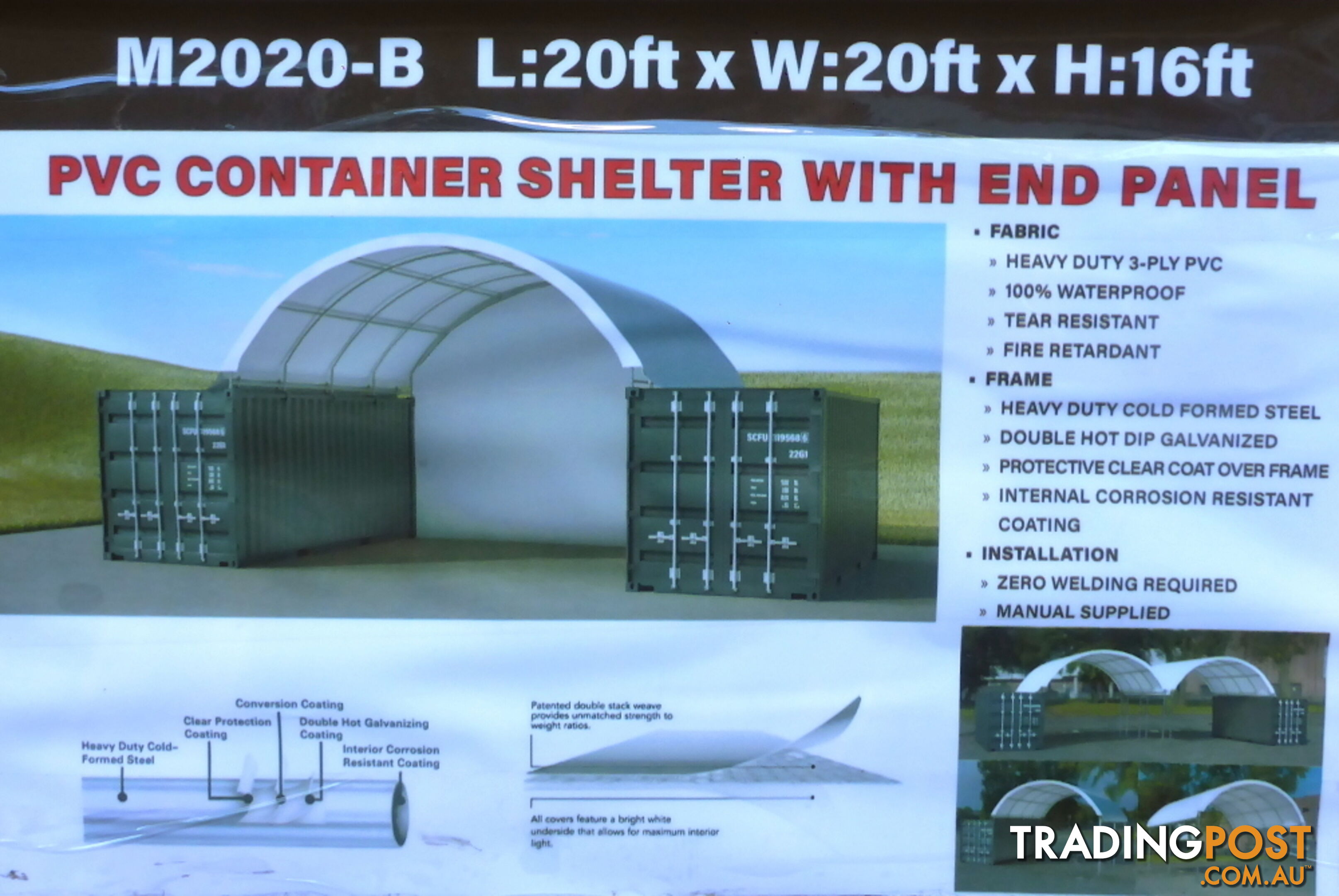 New 6m x 6m Container Shelter Workshop Igloo Dome with End Wall