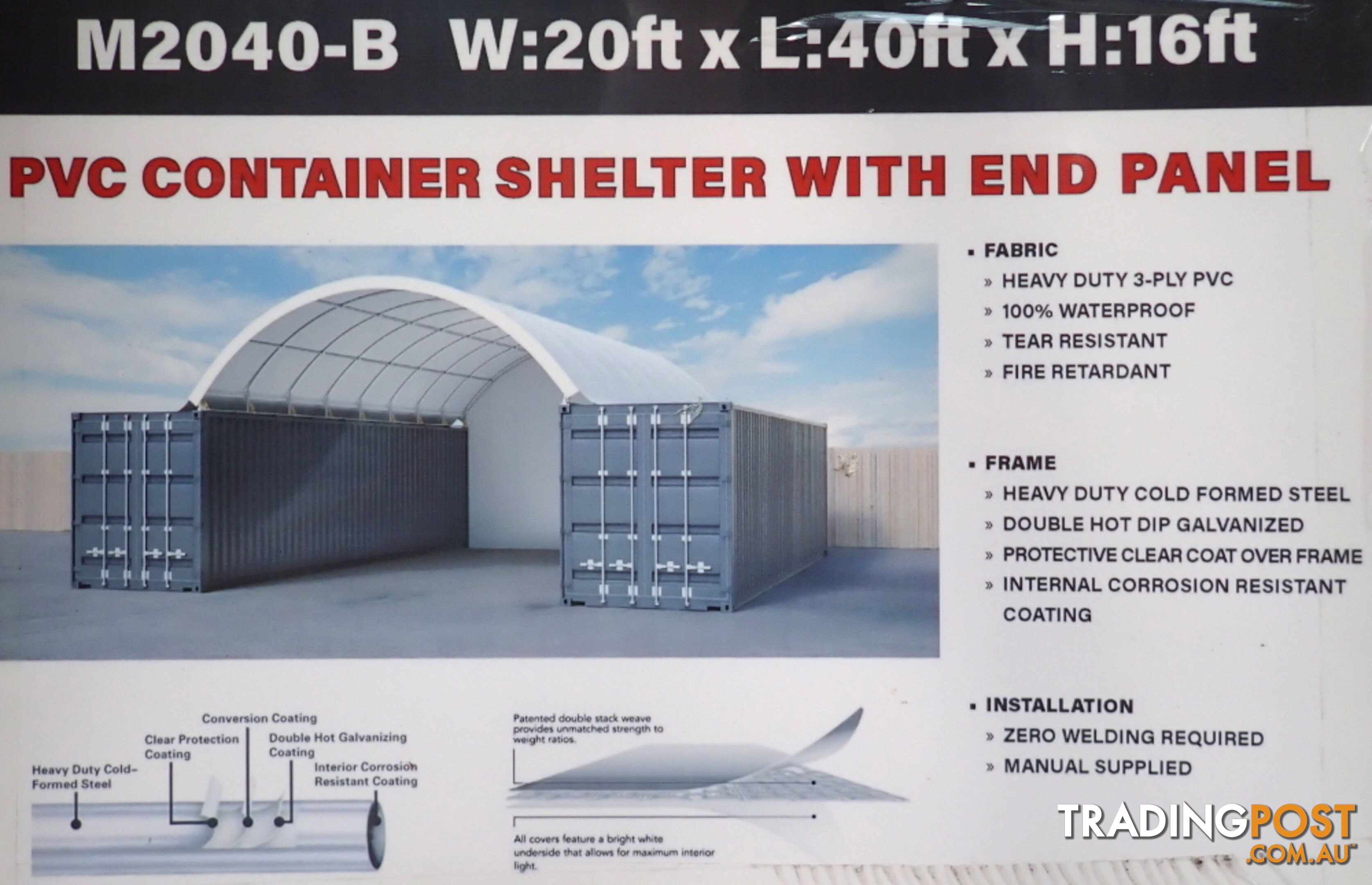 New 6m x 12m Container Shelter Workshop Igloo Dome with End Wall