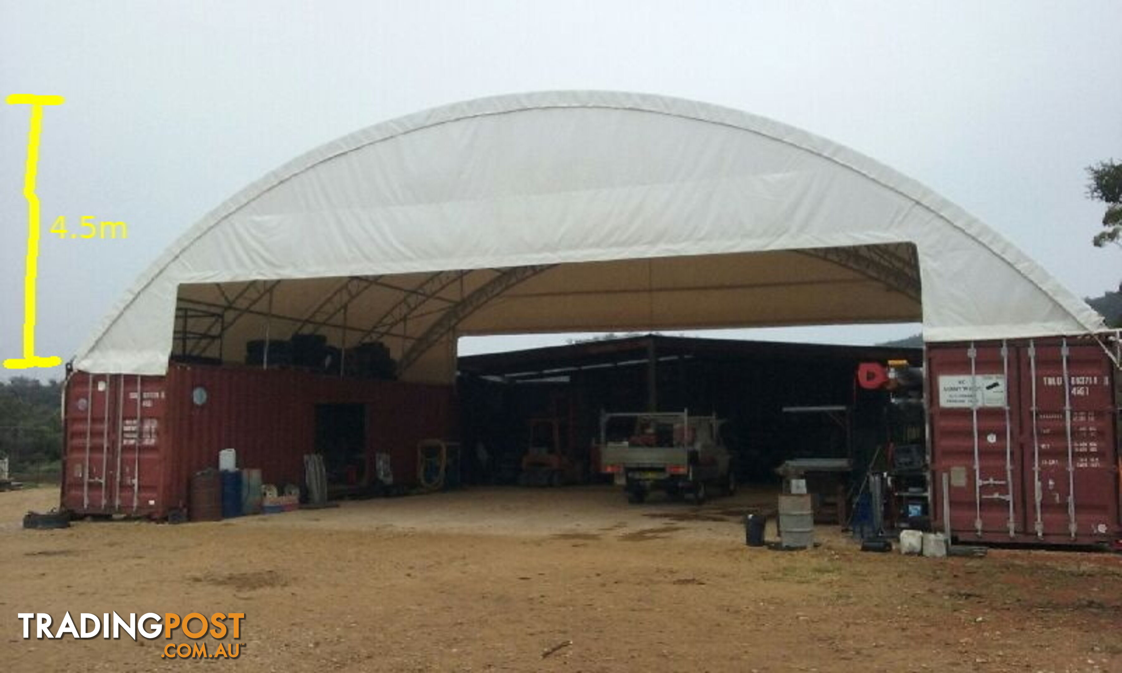 New 18m x 12m Double Trussed Container Shelter Workshop Igloo Dome