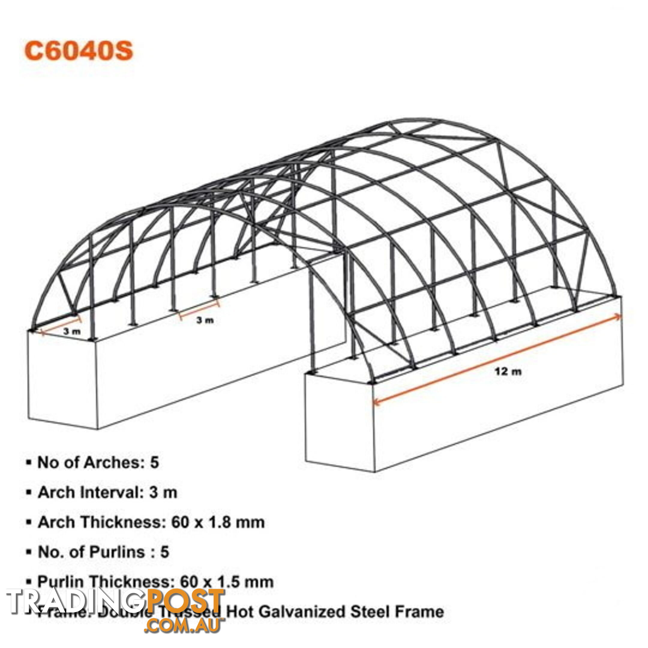 New 18m x 12m Double Trussed Container Shelter Workshop Igloo Dome