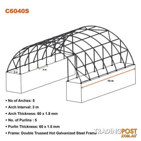 New 18m x 12m Double Trussed Container Shelter Workshop Igloo Dome