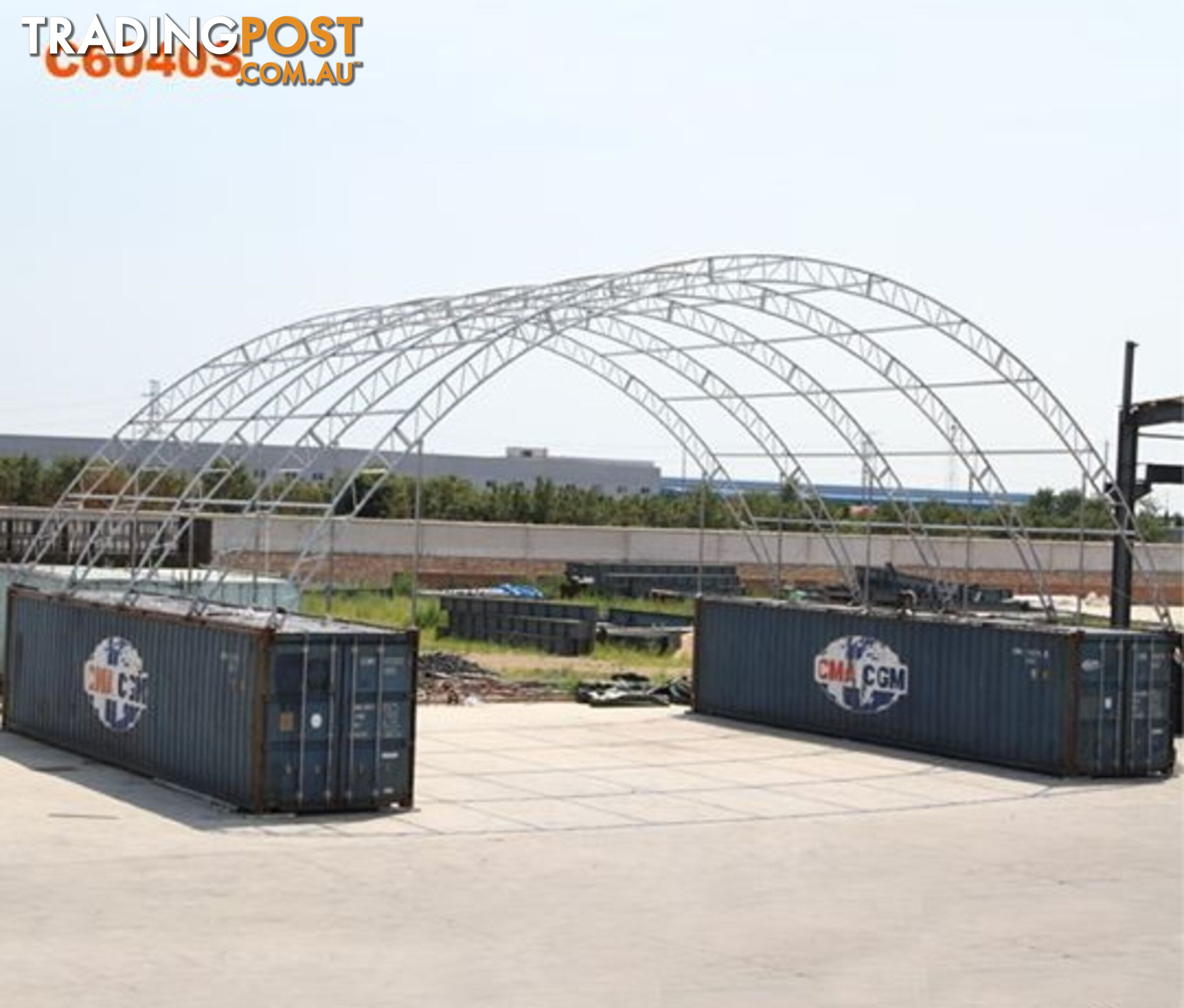 New 18m x 12m Double Trussed Container Shelter Workshop Igloo Dome