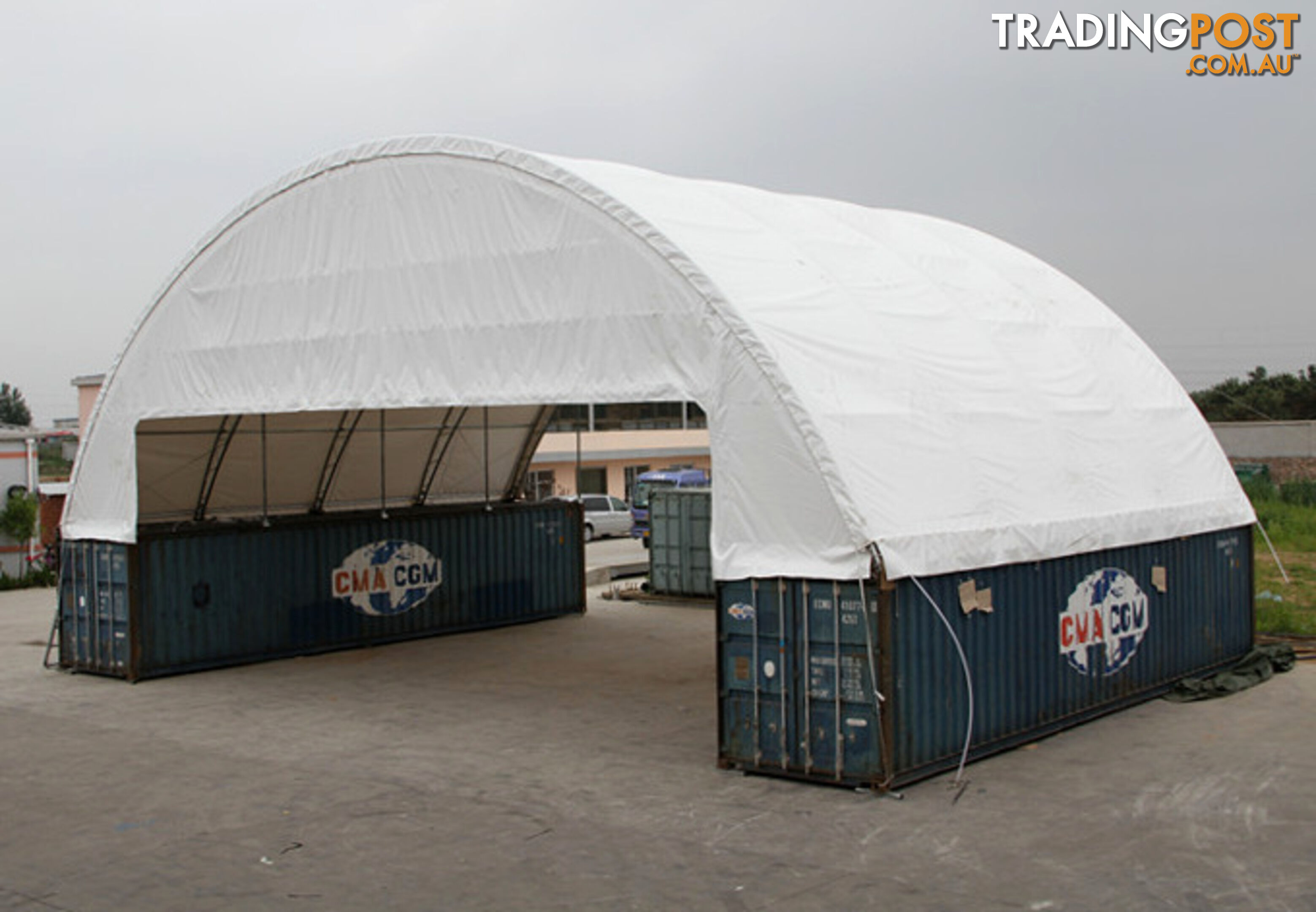 New 18m x 12m Double Trussed Container Shelter Workshop Igloo Dome