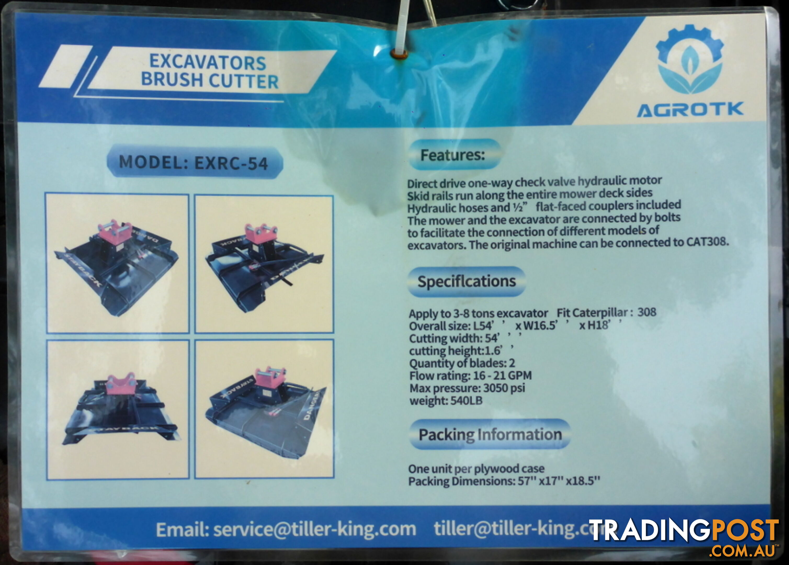 New 3-10 ton (45-65mm pin) Excavator Rotary Brush Cutter Slasher Mower 54" Cut