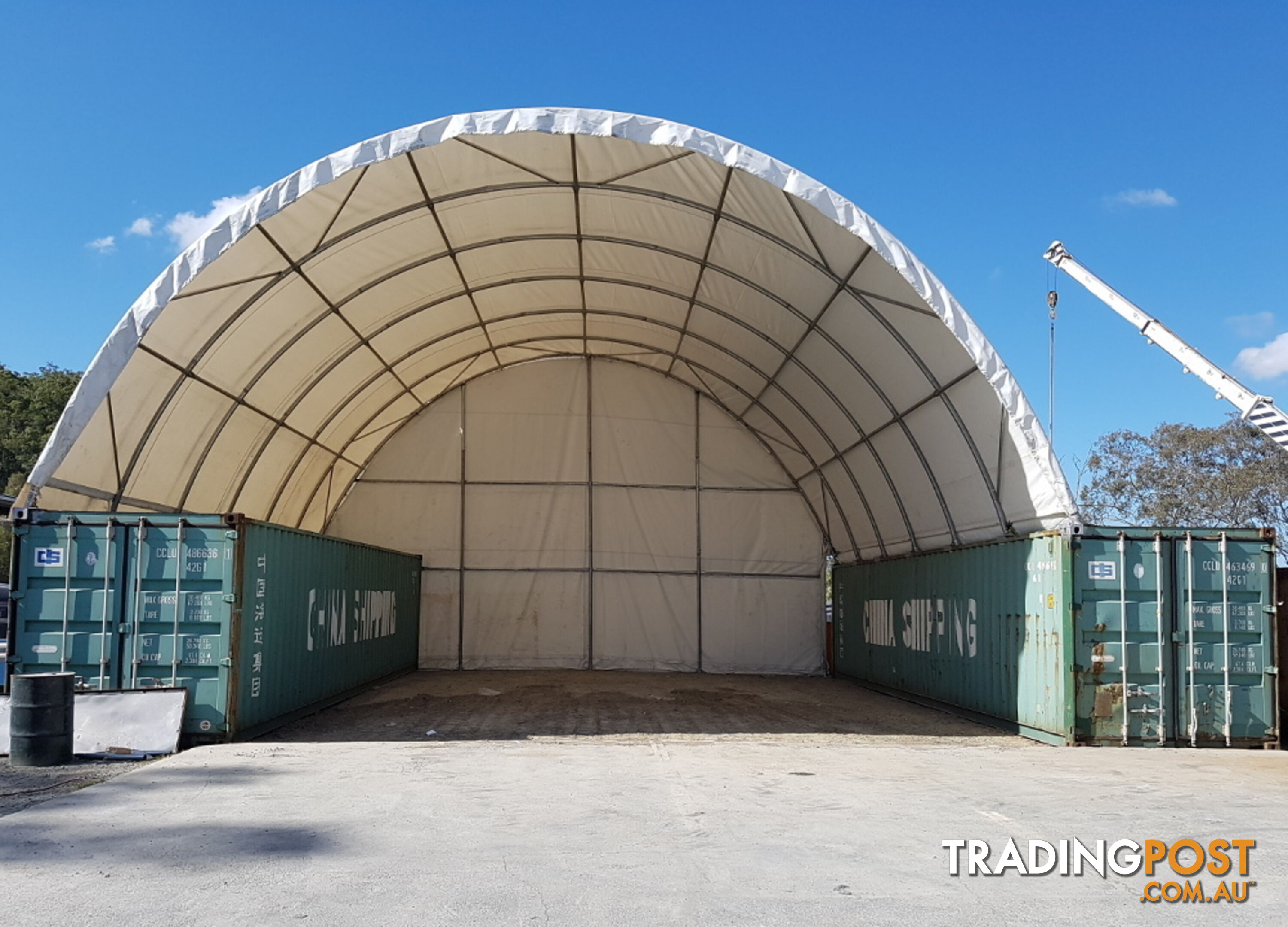 New 12m x 12m Container Shelter Workshop Igloo Dome with End Wall