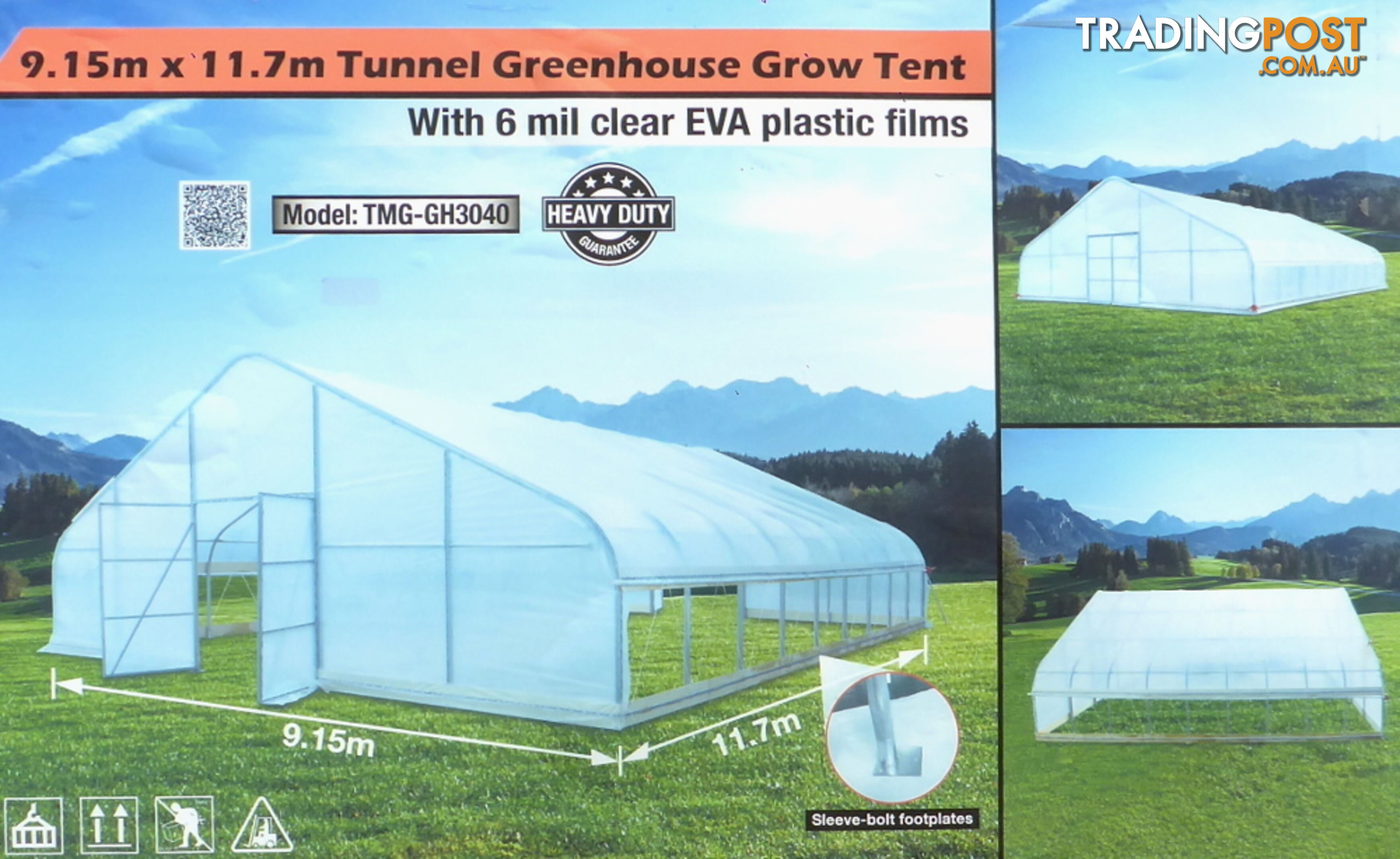 Huge 9.15m x 11.7m (107m2) Greenhouse Tunnel Building Grow Tent