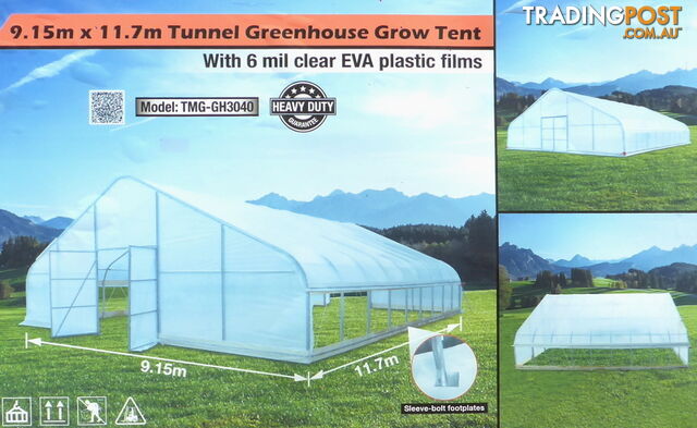 Huge 9.15m x 11.7m (107m2) Greenhouse Tunnel Building Grow Tent