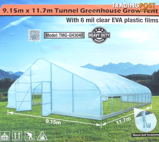 Huge 9.15m x 11.7m (107m2) Greenhouse Tunnel Building Grow Tent