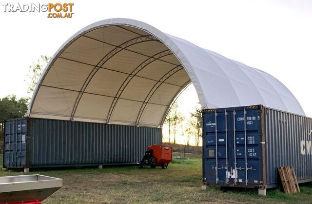 New 12m x 12m Double Trussed Container Shelter Workshop Igloo Dome